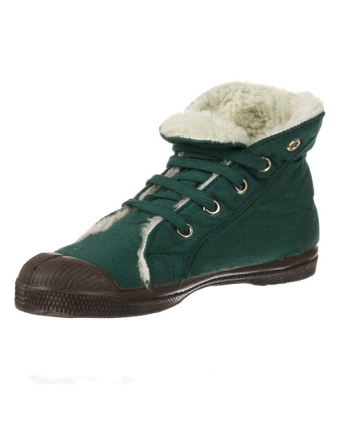 Tennis montantes Mid Fourrées lacets vertes