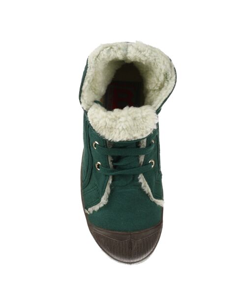 Tennis montantes Mid Fourrées lacets vertes