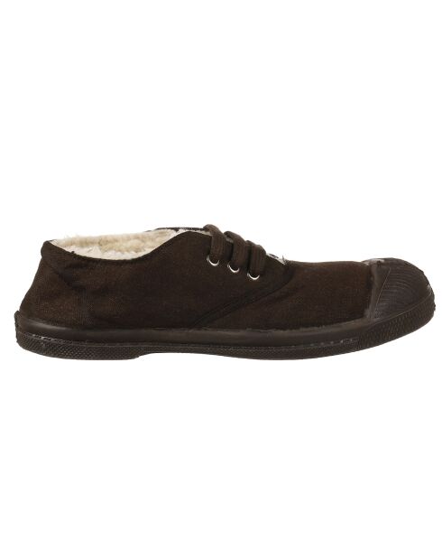 Tennis basses Fourrées lacets marron