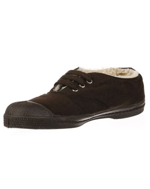 Tennis basses Fourrées lacets marron