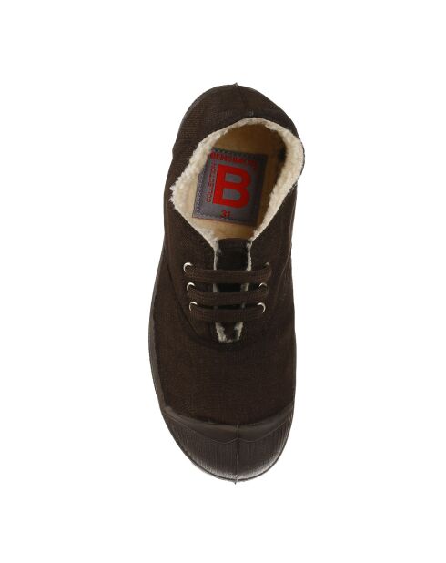 Tennis basses Fourrées lacets marron