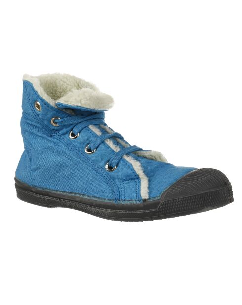 Tennis montantes Mid Fourrées lacets turquoise