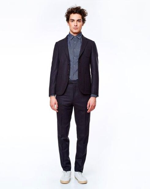 Pantalon 100% Laine Vierge Todd marine
