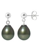 Boucles d'oreilles Léonie Argent Perles de Tahiti black tathiti
