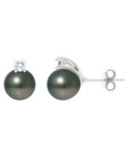 Pendientes Kathryn Silver con perlas tahitianas negras, 8-9 mm
