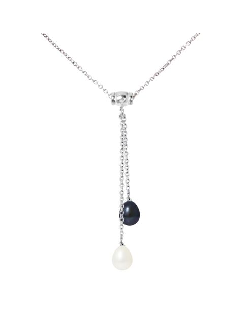 Collier Duo Argent Perles d'Eau Douce noir/blanc