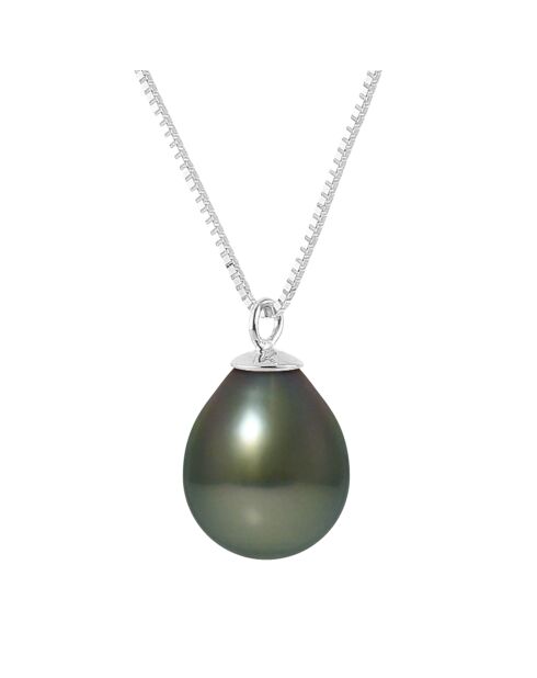 Collier Lisev Argent Perle de Tahiti noire