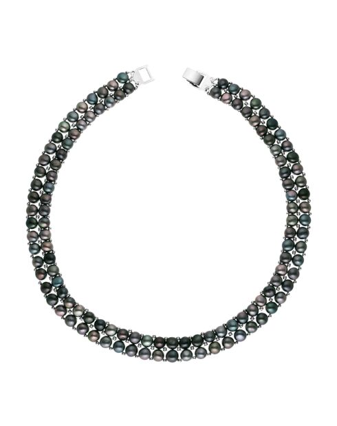 Veelkleurige ketting met 2 rijen zoetwaterparels