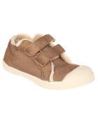 Tennis basses fourrées à scratch beige foncé