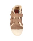 Tennis basses fourrées à scratch beige foncé