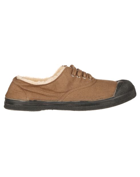 Tennis basses Fourrées lacets beiges