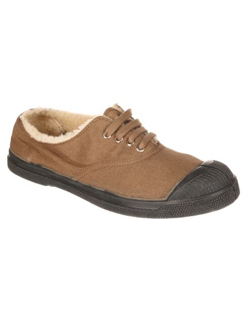 Tennis basses Fourrées lacets beiges