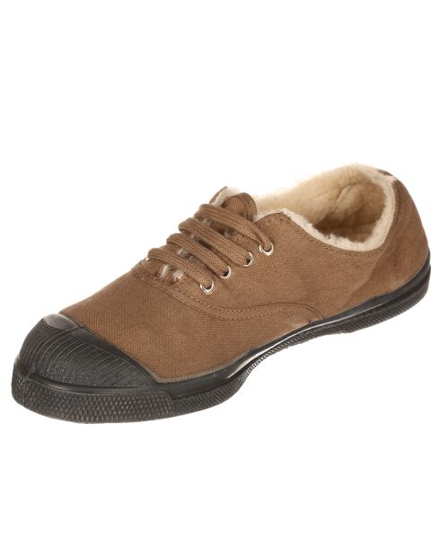 Tennis basses Fourrées lacets beiges