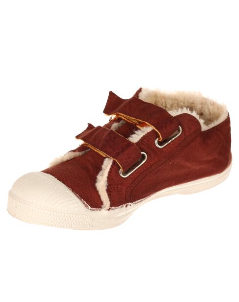 Tennis basses fourrées à scratch chataigne