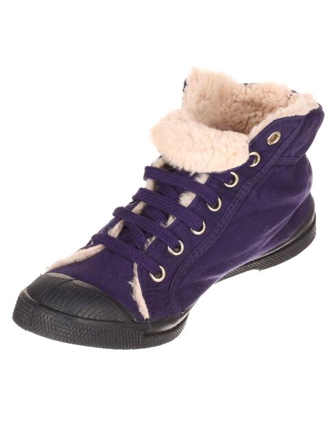 Tennis montantes Mid Fourrées lacets violet foncé/marine