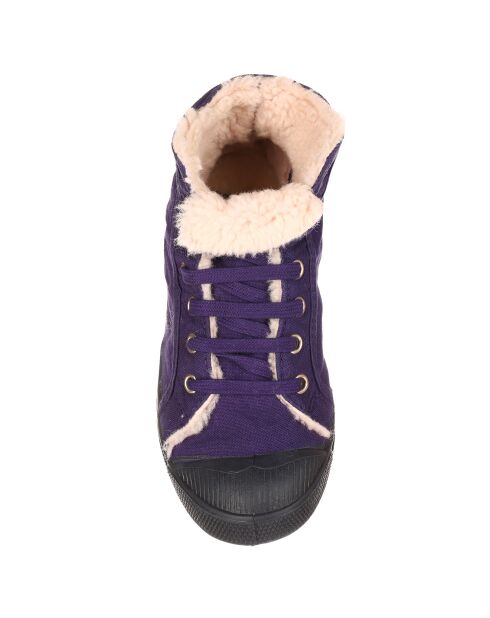 Tennis montantes Mid Fourrées lacets violet foncé/marine
