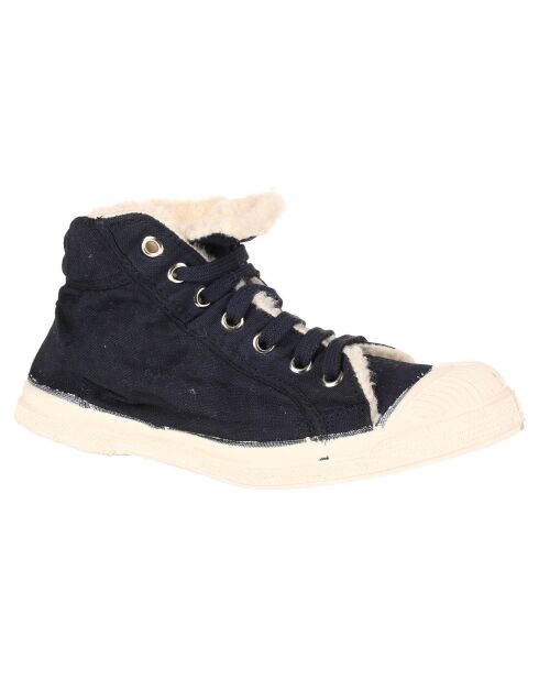 Tennis montantes Mid Fourrées lacets marine