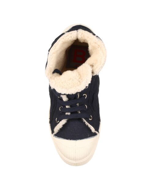 Tennis montantes Mid Fourrées lacets marine