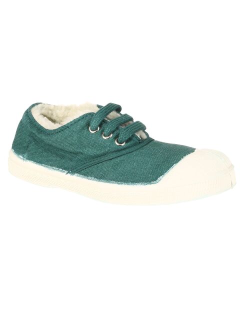 Tennis basses Fourrées lacets emeraude
