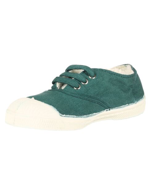 Tennis basses Fourrées lacets emeraude