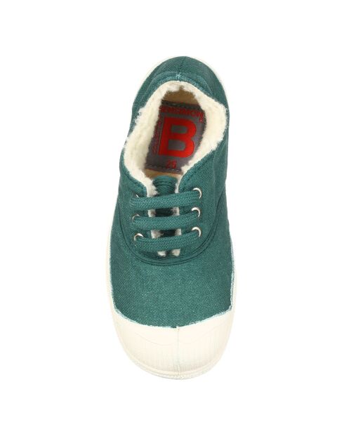 Tennis basses Fourrées lacets emeraude