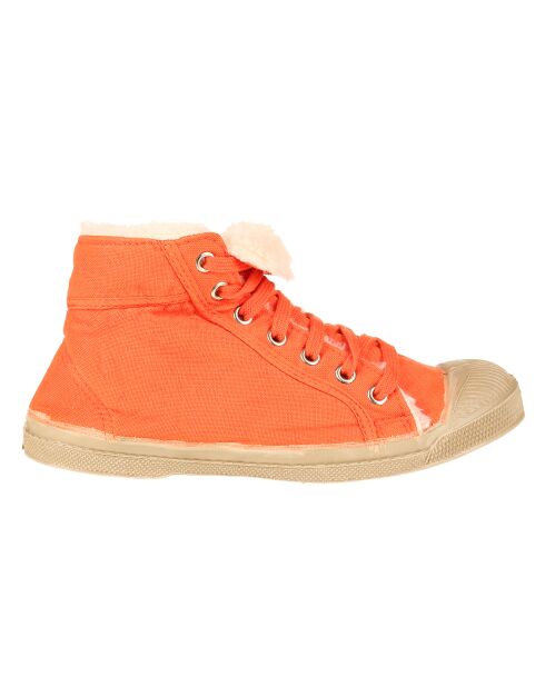Tennis montantes Mid Fourrées lacets orange/beige