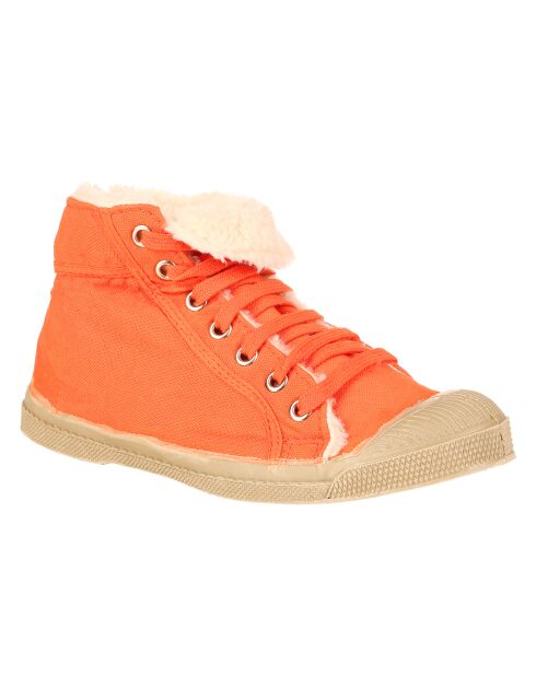Tennis montantes Mid Fourrées lacets orange/beige