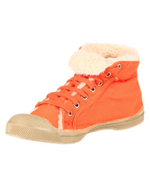 Tennis montantes Mid Fourrées lacets orange/beige
