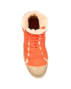 Tennis montantes Mid Fourrées lacets orange/beige