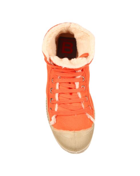 Tennis montantes Mid Fourrées lacets orange/beige