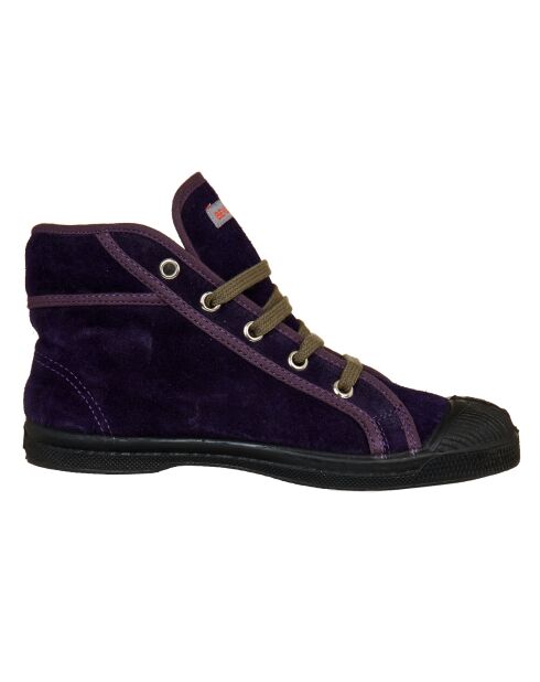 Tennis montantes en velours de Cuir Mid lacets violettes