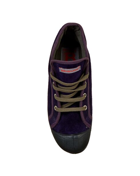 Tennis montantes en velours de Cuir Mid lacets violettes