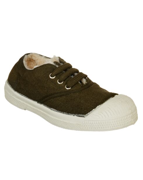 Tennis basses Lacet Fourrées kaki