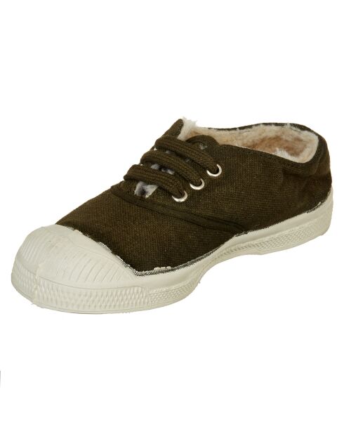 Tennis basses Lacet Fourrées kaki