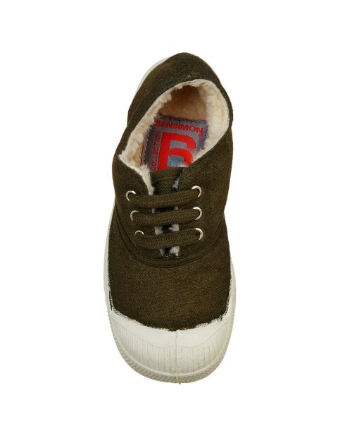 Tennis basses Lacet Fourrées kaki