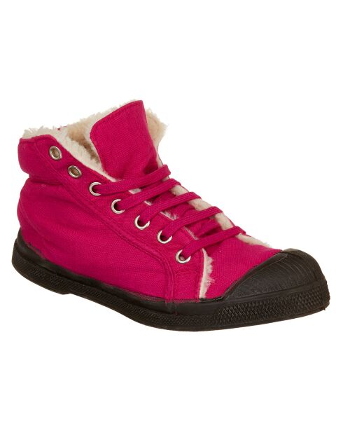 Tennis montantes Mid Fourrées lacets rose/marron