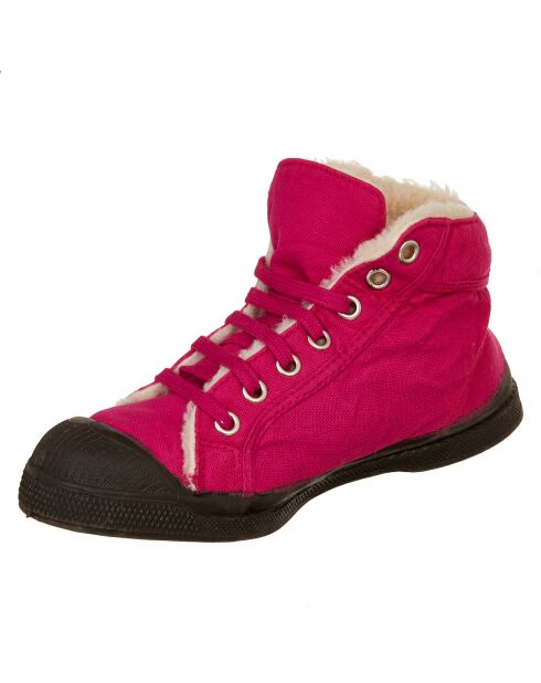 Tennis montantes Mid Fourrées lacets rose/marron