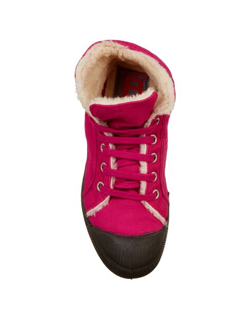 Tennis montantes Mid Fourrées lacets rose/marron