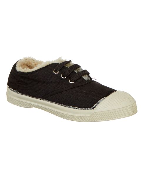Tennis basses Lacet Fourrées ébène