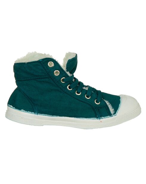 Tennis montantes Mid Fourrées lacets emeraude