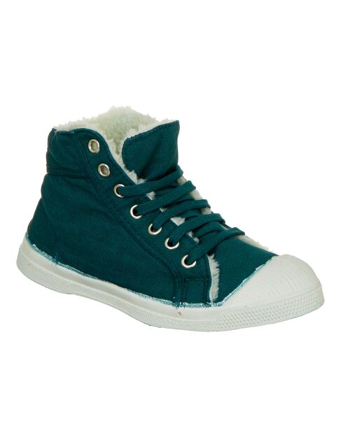 Tennis montantes Mid Fourrées lacets emeraude