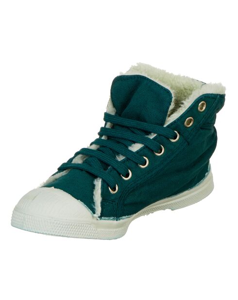 Tennis montantes Mid Fourrées lacets emeraude