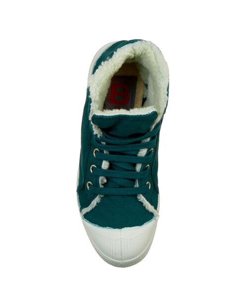 Tennis montantes Mid Fourrées lacets emeraude