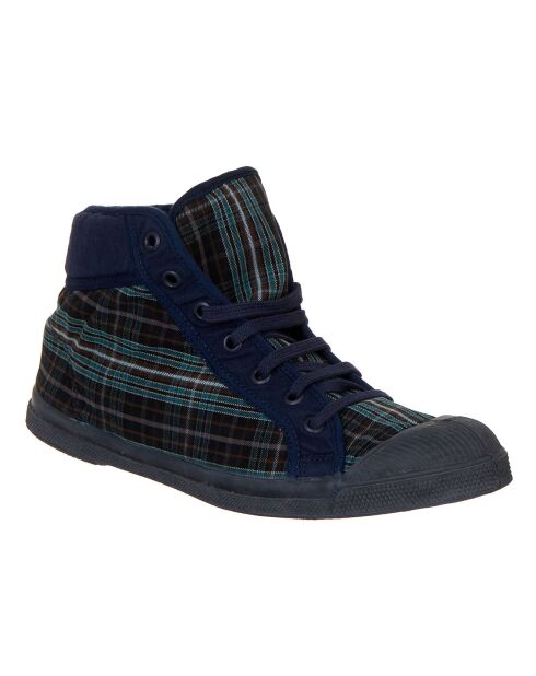Tennis montantes Mid Tartan lacets bleues