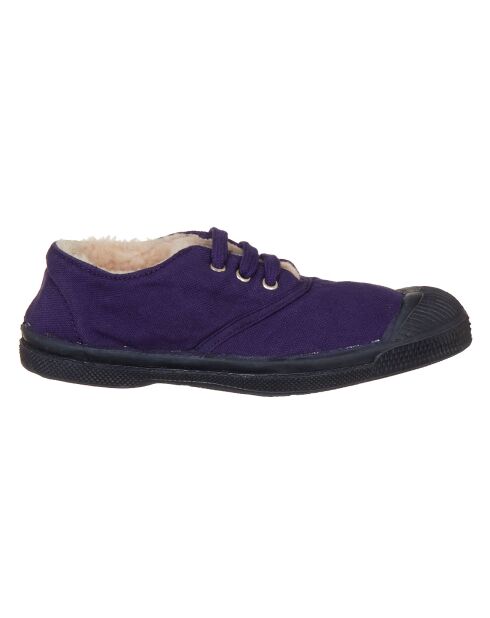 Tennis basses Fourrées lacets violet foncé/marine