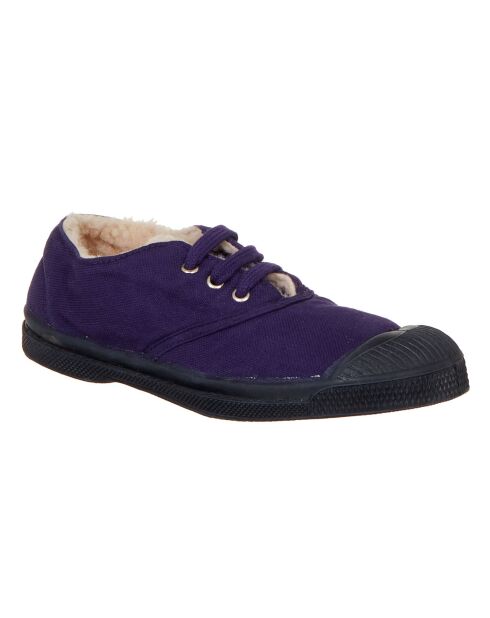 Tennis basses Fourrées lacets violet foncé/marine