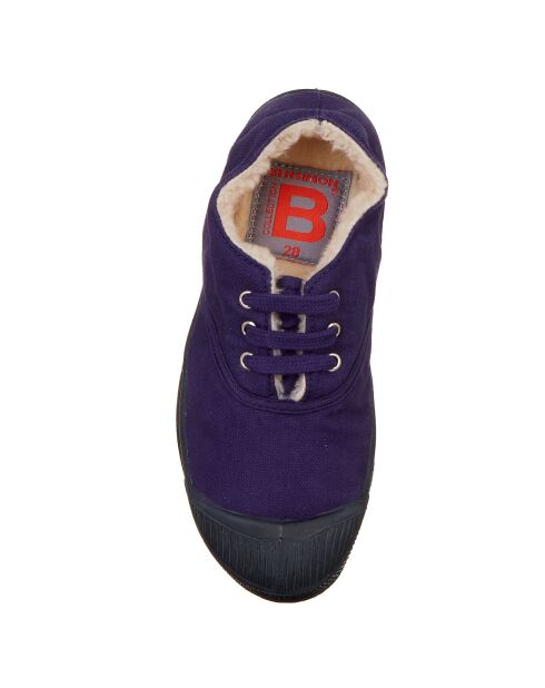 Tennis basses Fourrées lacets violet foncé/marine