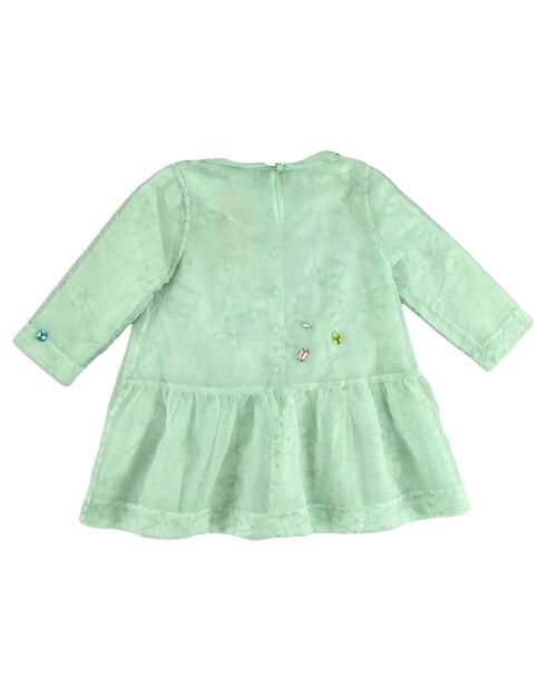 Robe brodée avec bijoux verte