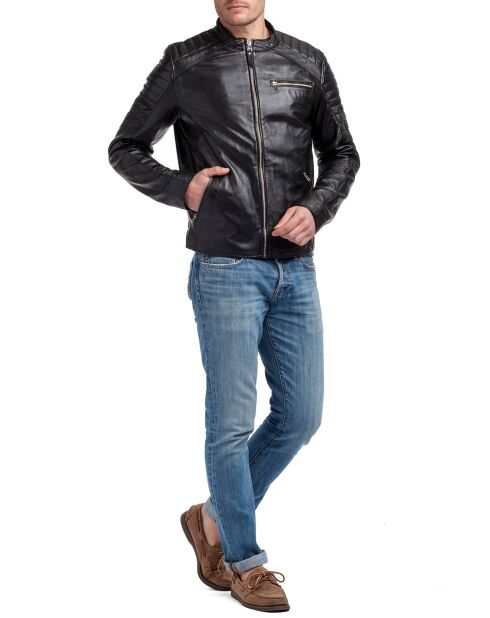 Blouson en Cuir Manuel noir