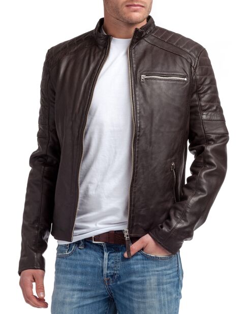 Blouson en Cuir Manuel marron